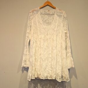 Free People White Lace Mini Dress